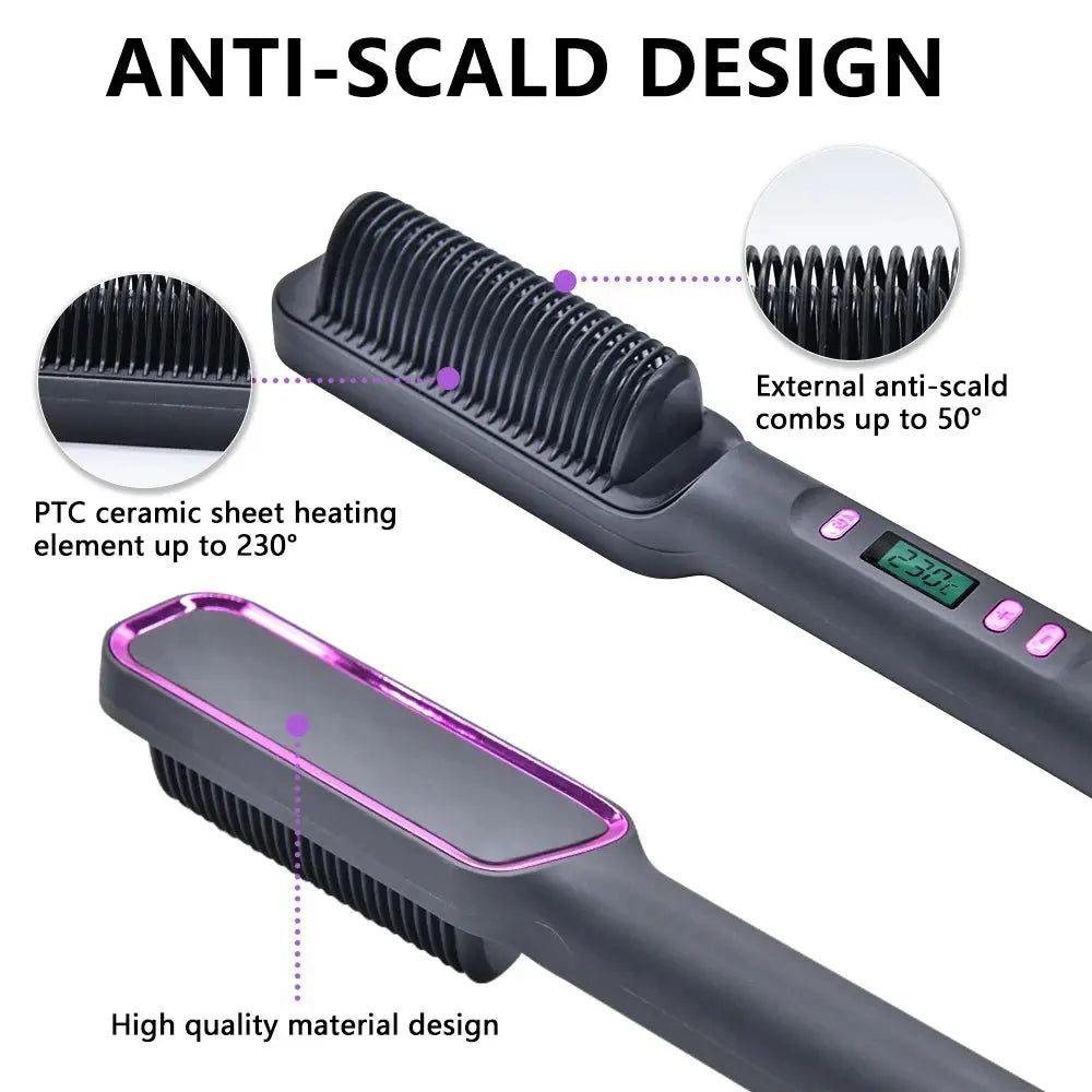 Electric Hot Comb Multifunctional Straight Hair Straightener Comb Negative Ion Anti-Scalding Styling Tool Straightening Brush luxelootstore