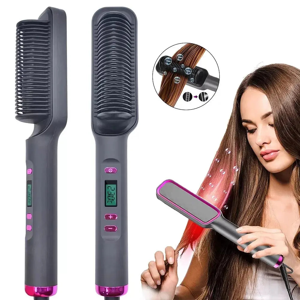 Electric Hot Comb Multifunctional Straight Hair Straightener Comb Negative Ion Anti-Scalding Styling Tool Straightening Brush luxelootstore