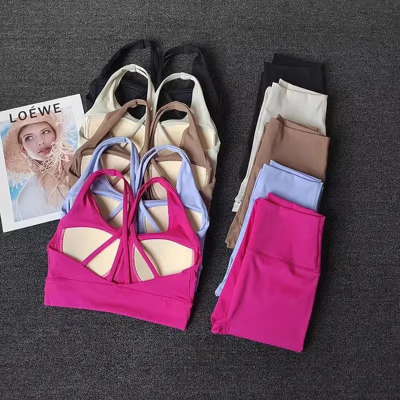 Women Breathable Yoga Set 2pcs Sport Suit Gym wear Workout Clothes Gym Crop Top High Waist Legging Fitness Bra Set Sports Suits luxelootstore