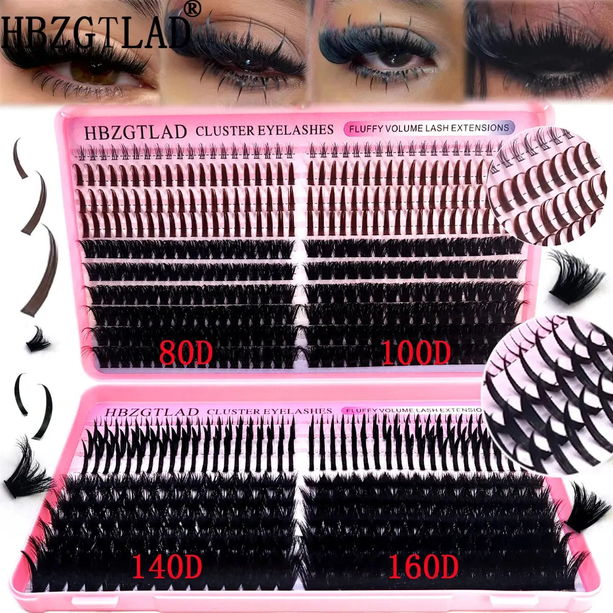 60D/80D/100D eyelash clusters with bottom and pointed eyelashes DIY fairy manga pointed thick artificial mink false eyelash make