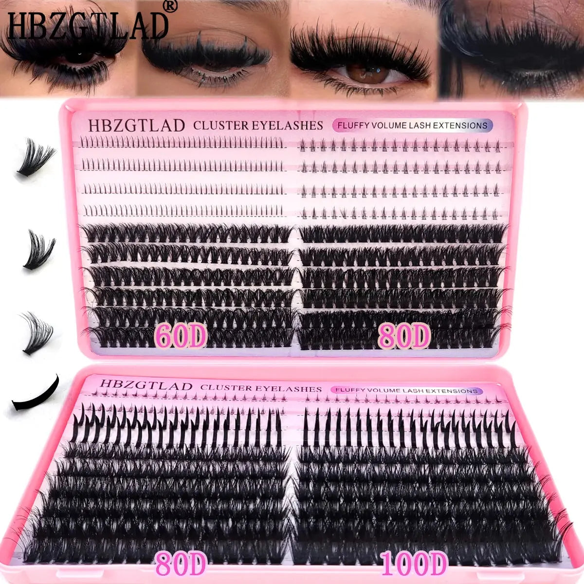 60D/80D/100D eyelash clusters with bottom and pointed eyelashes DIY fairy manga pointed thick artificial mink false eyelash make
