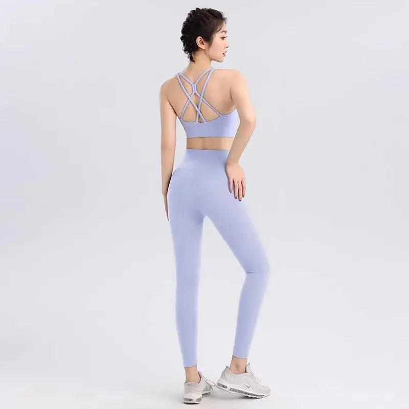 Women Breathable Yoga Set 2pcs Sport Suit Gym wear Workout Clothes Gym Crop Top High Waist Legging Fitness Bra Set Sports Suits luxelootstore