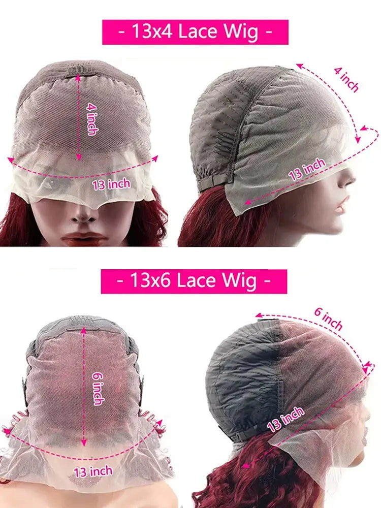 200% Body Wave Wig Burgundy 99J Lace Front Wig 13x4 13x6 HD Lace Frontal Wig Human Hair Pre Plucked 99j Red Colored Wig luxelootstore