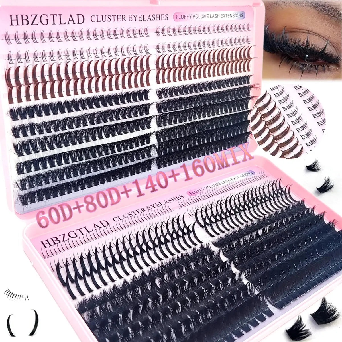 60D/80D/100D eyelash clusters with bottom and pointed eyelashes DIY fairy manga pointed thick artificial mink false eyelash make