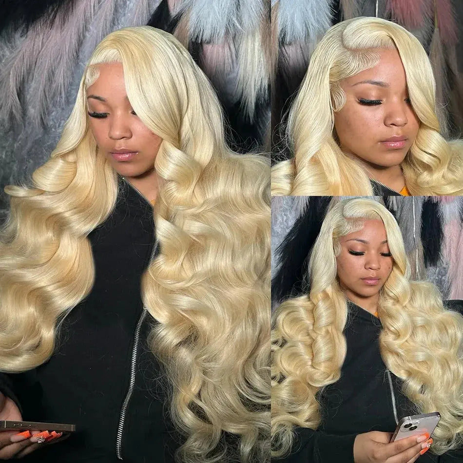 613 Blonde Colored Body Wave Full Frontal HD Transparent 13x4 13x6 Lace Human Hair Wigs Lace Front Wigs For Women 40 46 Inches luxelootstore
