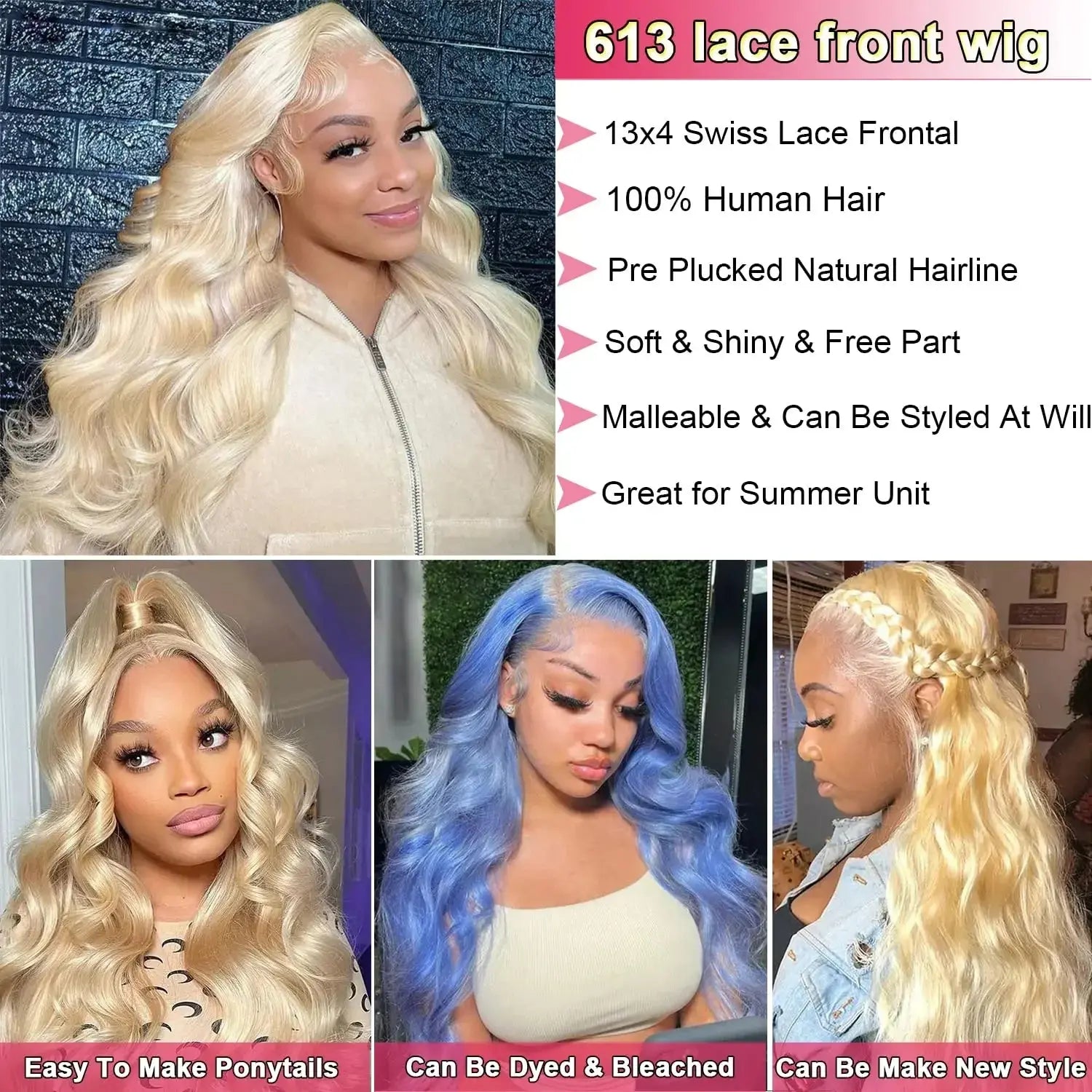 613 Blonde Colored Body Wave Full Frontal HD Transparent 13x4 13x6 Lace Human Hair Wigs Lace Front Wigs For Women 40 46 Inches luxelootstore