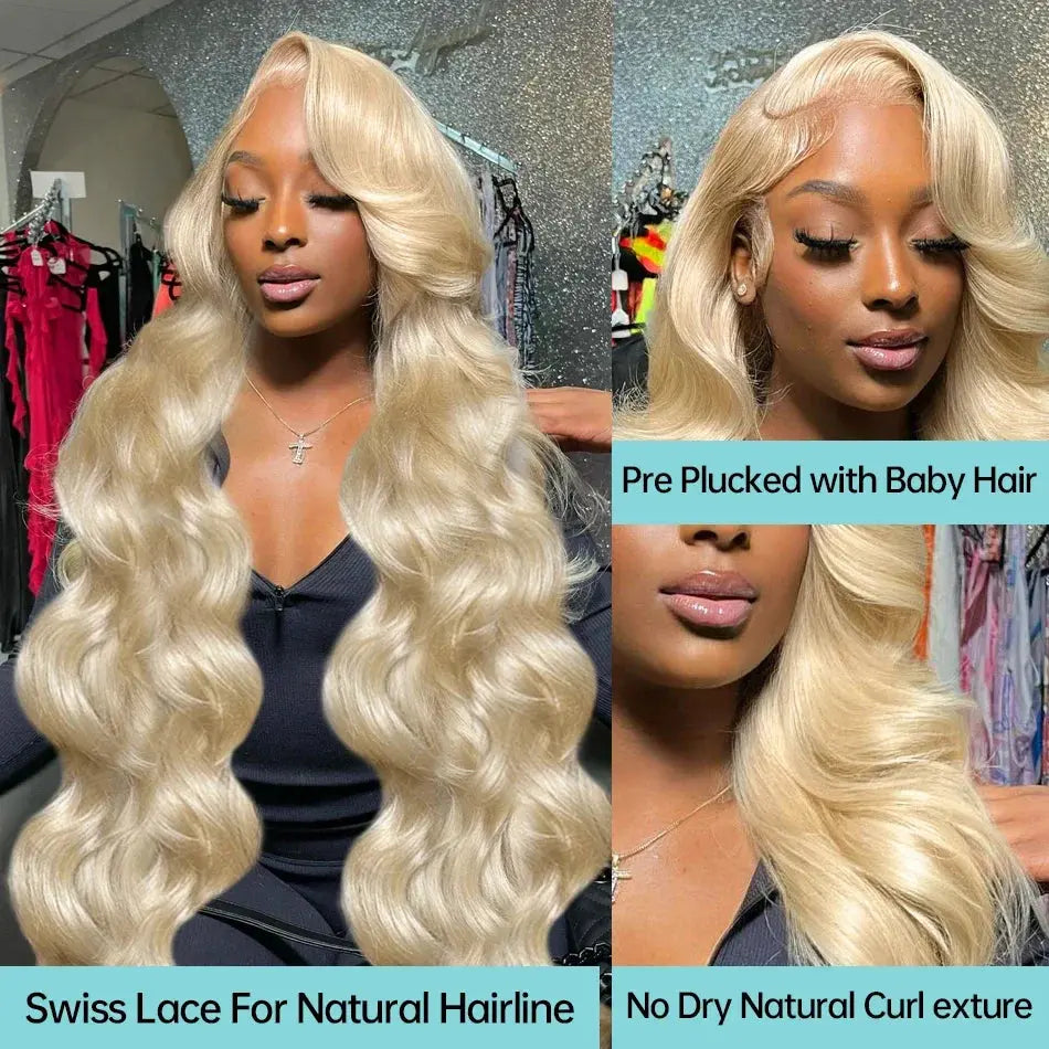 613 Blonde Colored Body Wave Full Frontal HD Transparent 13x4 13x6 Lace Human Hair Wigs Lace Front Wigs For Women 40 46 Inches luxelootstore