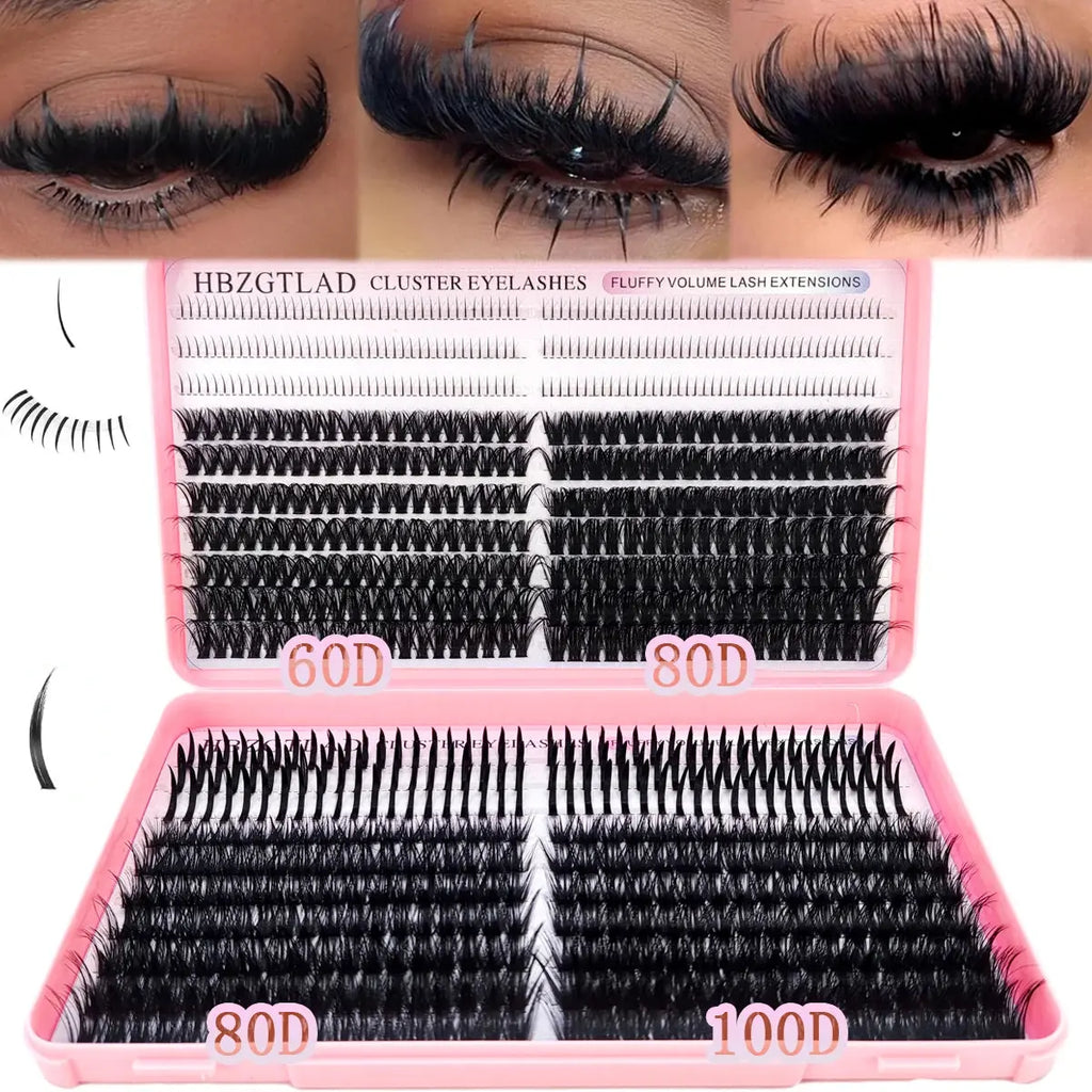 60D/80D/100D eyelash clusters with bottom and pointed eyelashes DIY fairy manga pointed thick artificial mink false eyelash make luxelootstore