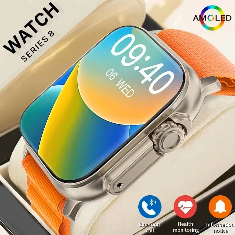 Smartwatch Men 49mm Series 8 AMOLED Screen NFC Compass Waterproof for Apple Watch IW0 Ultra 8 Smart Watches 2025 Android Compatible luxelootstore