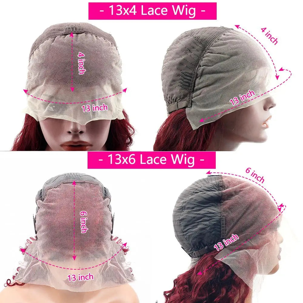 200% Body Wave Wig Burgundy 99J Lace Front Wig 13x4 13x6 HD Lace Frontal Wig Human Hair Pre Plucked 99j Red Colored Wig luxelootstore