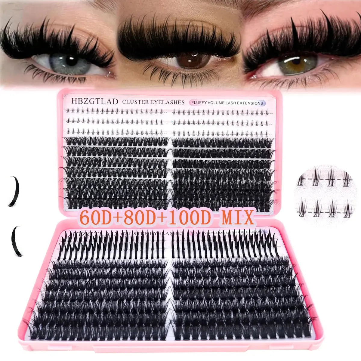 60D/80D/100D eyelash clusters with bottom and pointed eyelashes DIY fairy manga pointed thick artificial mink false eyelash make luxelootstore