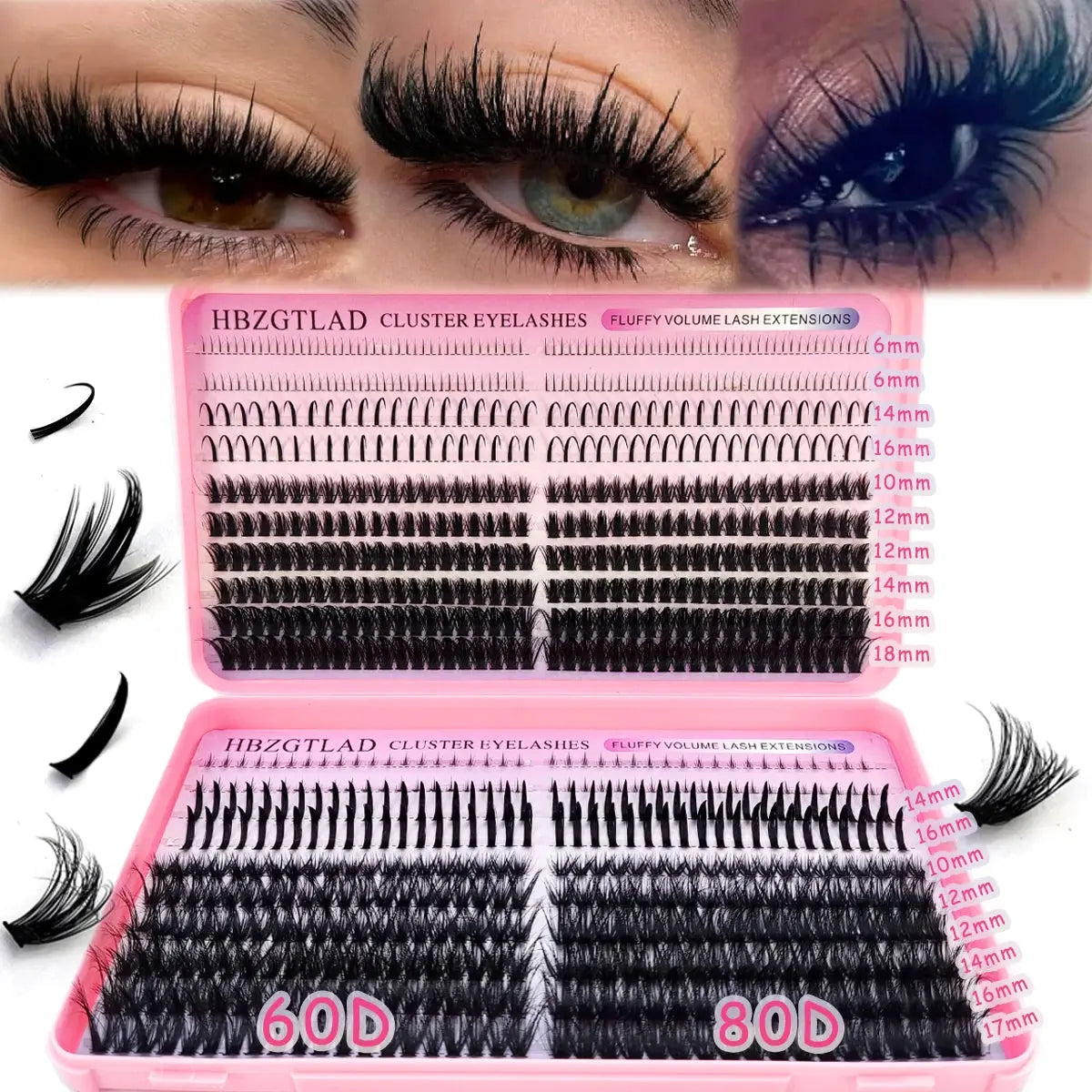 60D/80D/100D eyelash clusters with bottom and pointed eyelashes DIY fairy manga pointed thick artificial mink false eyelash make luxelootstore